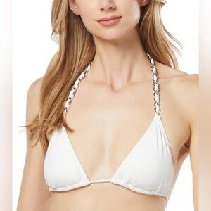 Michael Kors women’s bikini top chain detail triangle sexy white swimsuit halter